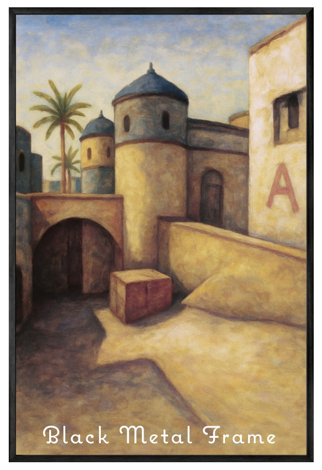 De_Dust2 Catwalk and Mid to Bombsite A - Counter-Strike Art Digital Painting Poster Framed Wall Print