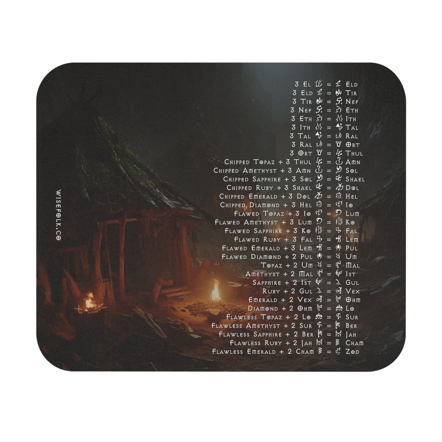 Diablo II Resurrected Horadric Cube Recipes Gamer Mouse Pad