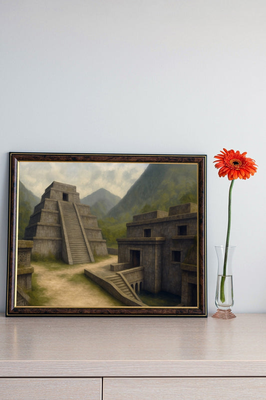 De_Aztec Bombsite B - Counter-Strike Art Digital Painting Poser Framed Wall Print