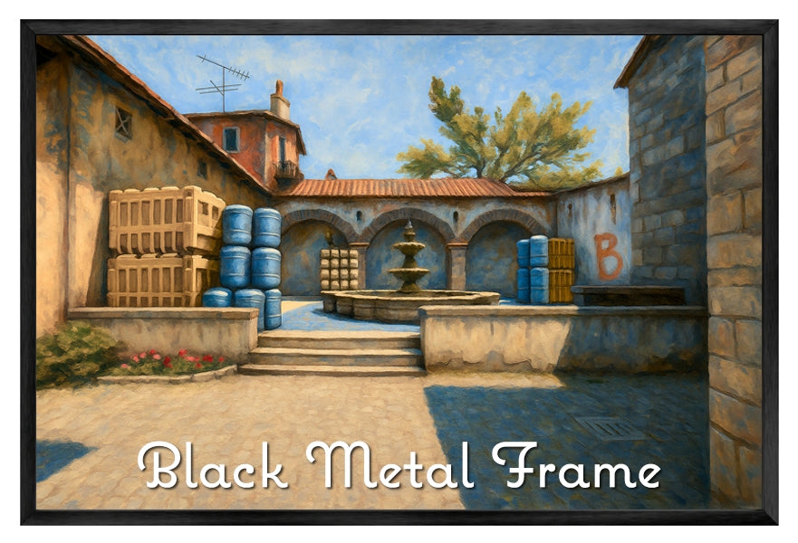 De_Inferno Bombsite B - Counter-Strike Art Digital Painting Poster Framed Wall Print