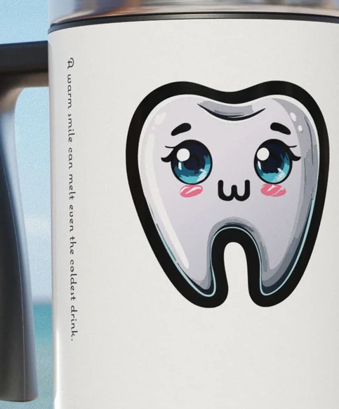 Cute Dental Travel Mug - ‘Be Kind, We Have Fillings Too’ 'A warm smile can melt even the coldest drink.' - 14oz Stainless Steel and Plastic with Handle