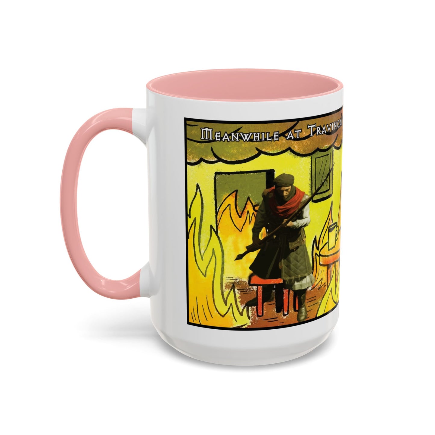 "This is fine" Travincal Mercenary 11oz and 15oz Coffee Mug – For Diablo II Resurrected Players and Coffee Lovers