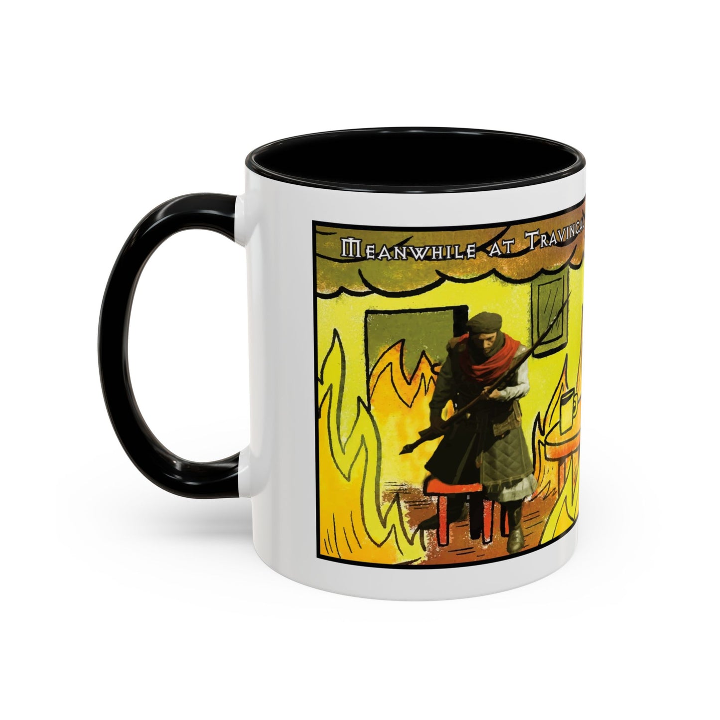 "This is fine" Travincal Mercenary 11oz and 15oz Coffee Mug – For Diablo II Resurrected Players and Coffee Lovers