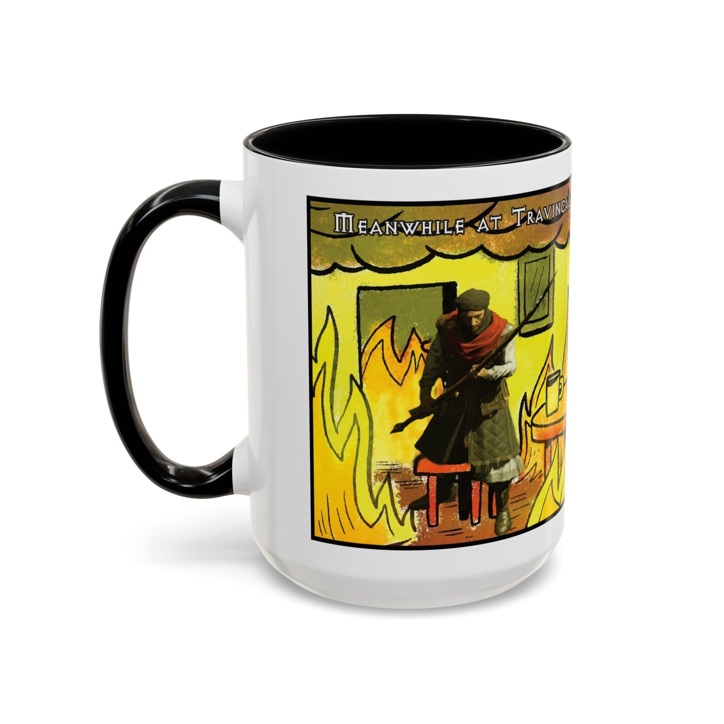 "This is fine" Travincal Mercenary 11oz and 15oz Coffee Mug – For Diablo II Resurrected Players and Coffee Lovers