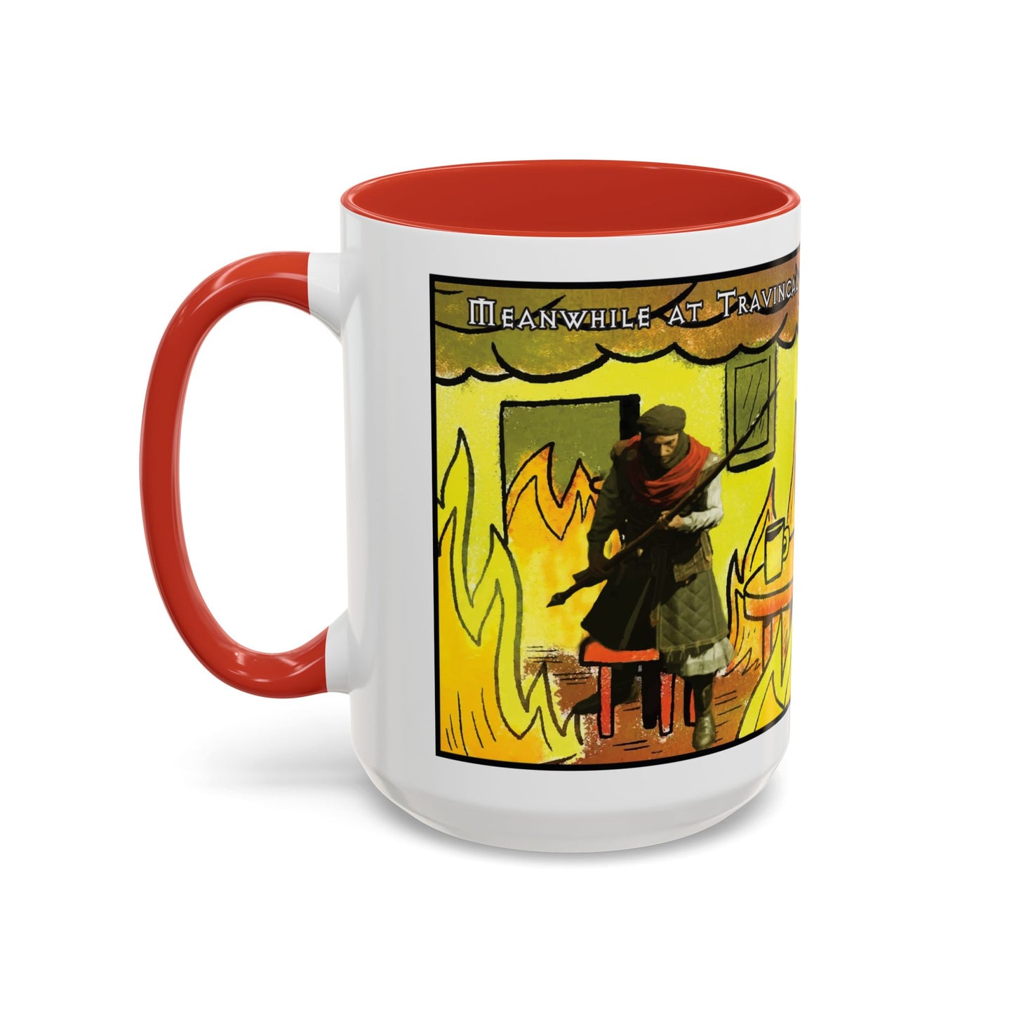 "This is fine" Travincal Mercenary 11oz and 15oz Coffee Mug – For Diablo II Resurrected Players and Coffee Lovers