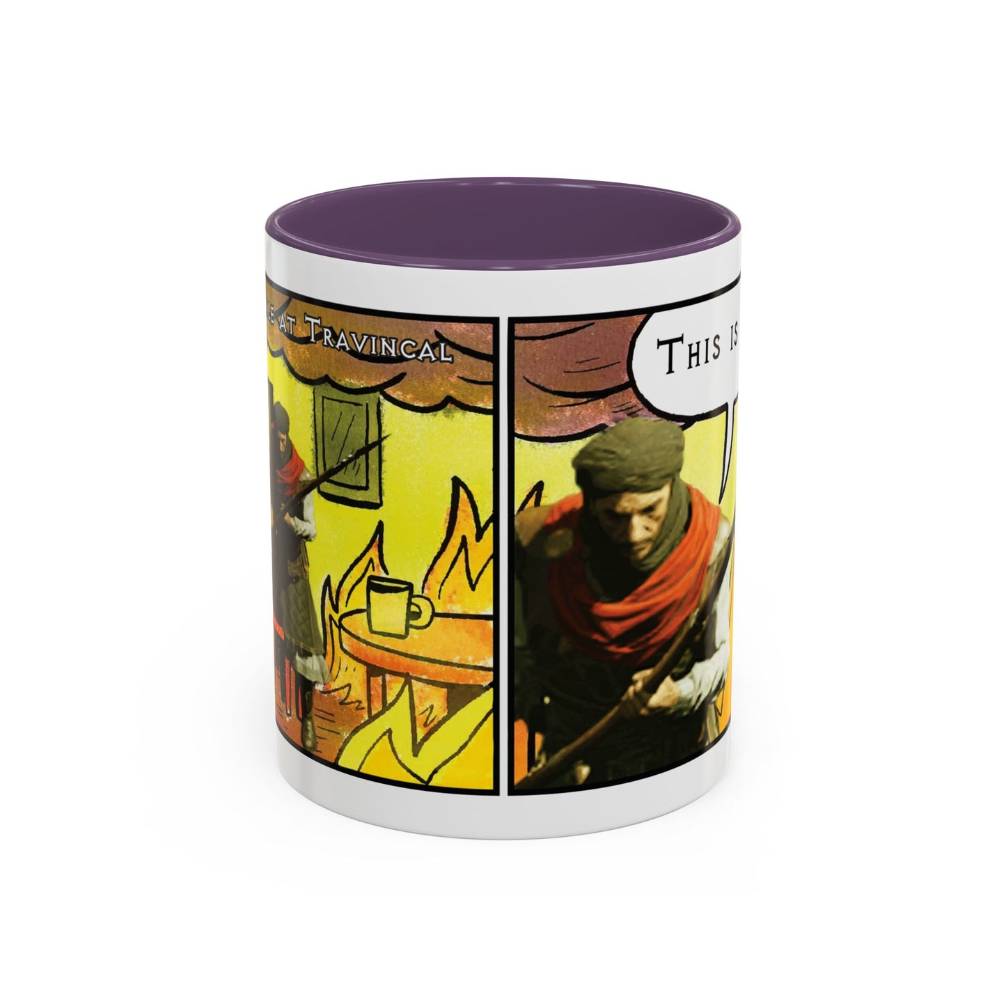 "This is fine" Travincal Mercenary 11oz and 15oz Coffee Mug – For Diablo II Resurrected Players and Coffee Lovers