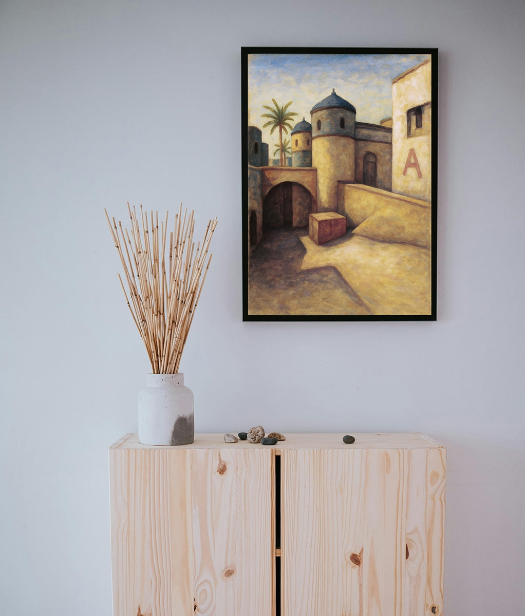 De_Dust2 Catwalk and Mid to Bombsite A - Counter-Strike Art Digital Painting Poster Framed Wall Print
