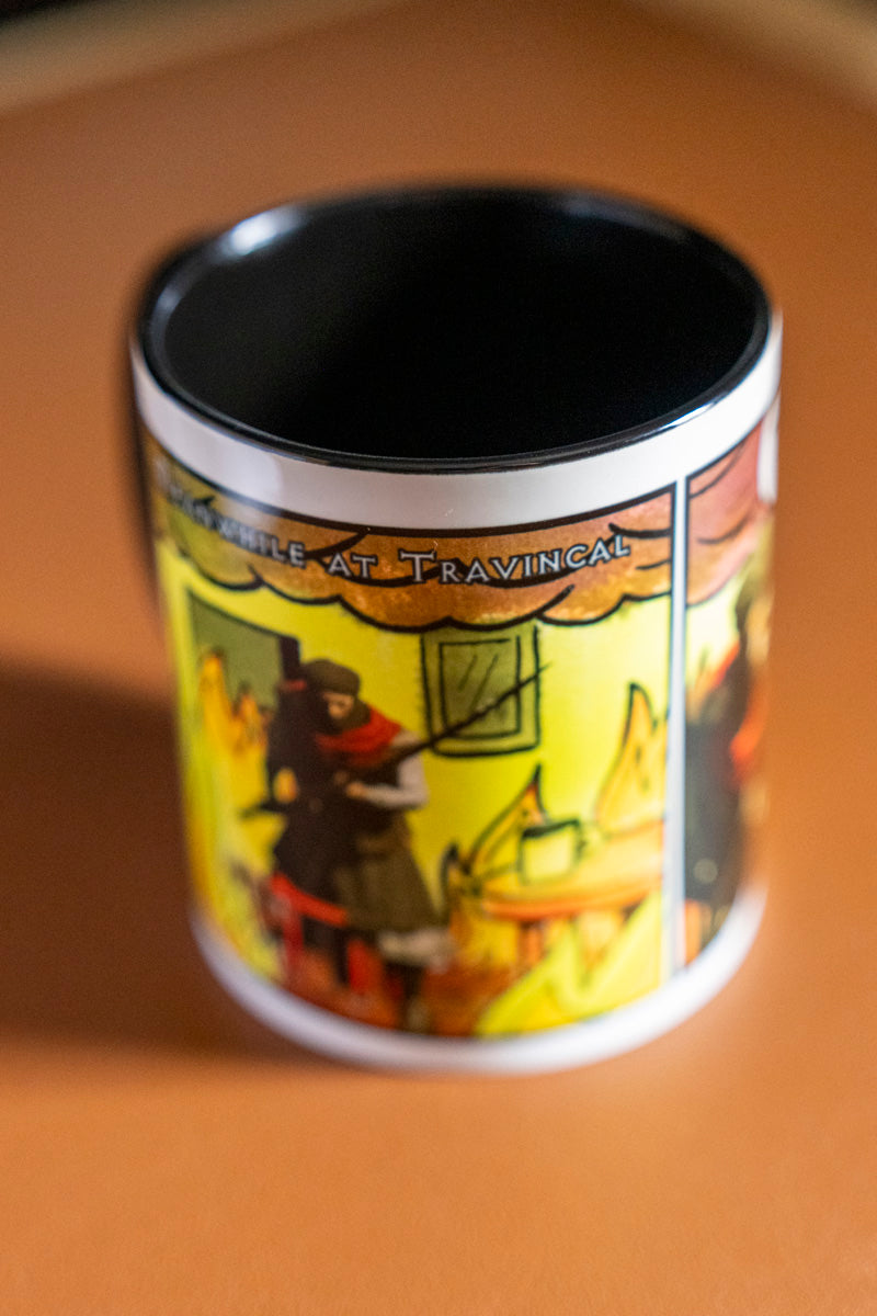 "This is fine" Travincal Mercenary 11oz and 15oz Coffee Mug – For Diablo II Resurrected Players and Coffee Lovers