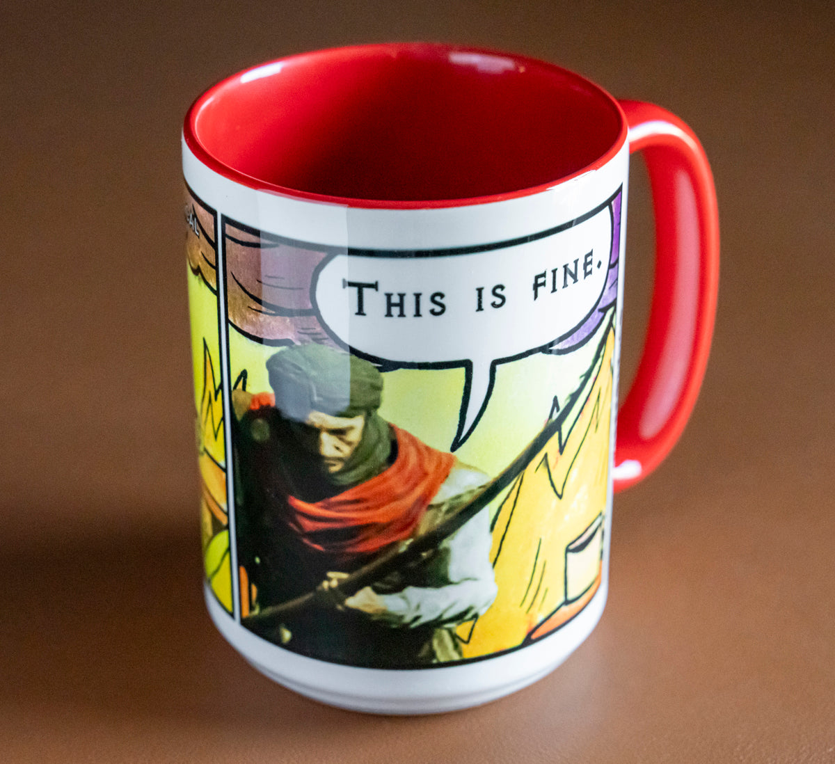 "This is fine" Travincal Mercenary 11oz and 15oz Coffee Mug – For Diablo II Resurrected Players and Coffee Lovers