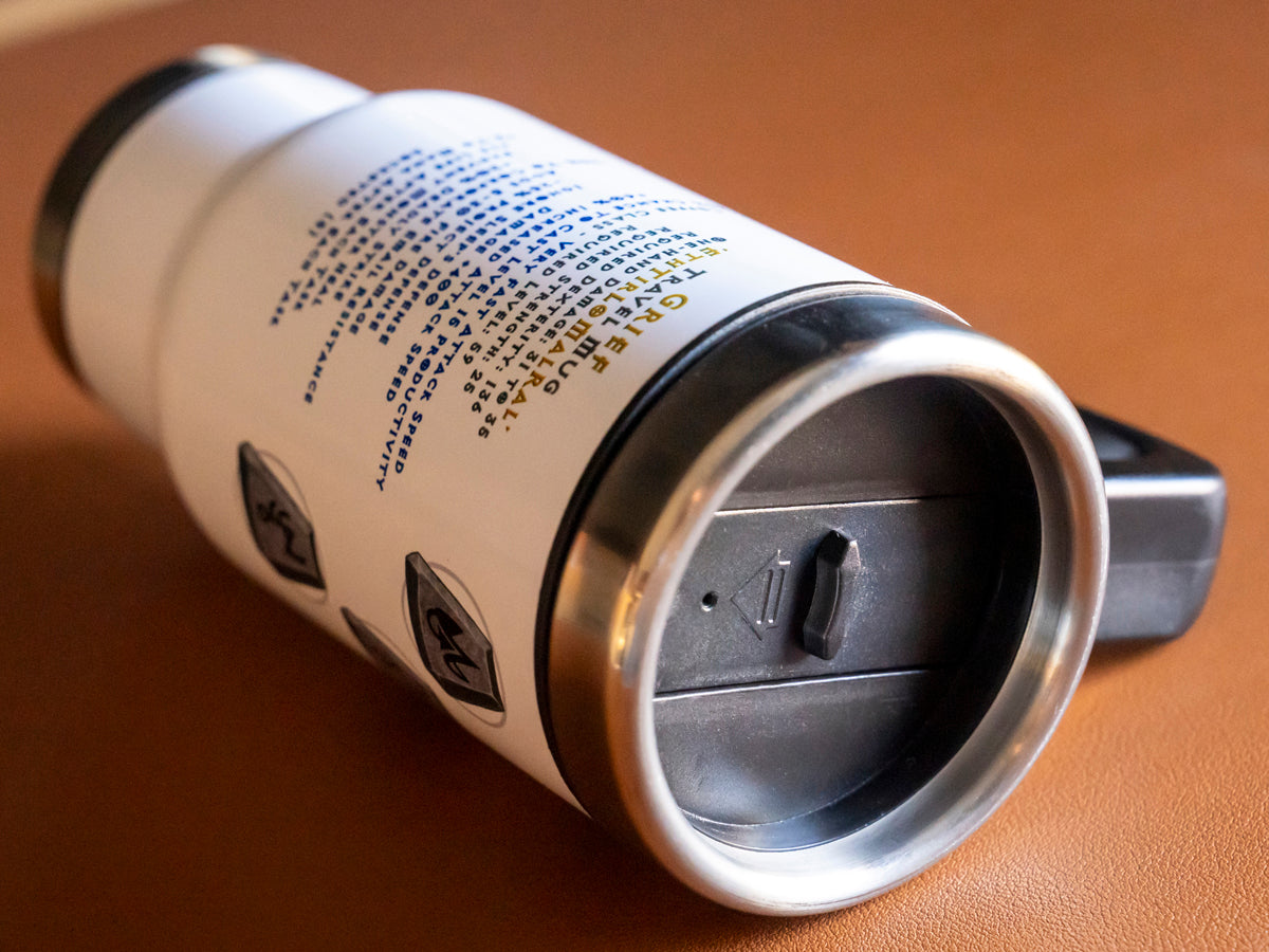 The GRIEF 'Eth Tir Lo Mal Ral' Runeword - Superior Stainless Steel and Plastic Travel 14oz Mug with Item Stats, Coffee Cup Gift for Busy Professionals, D2R Travel Mug, For Hot or Cold Beverage