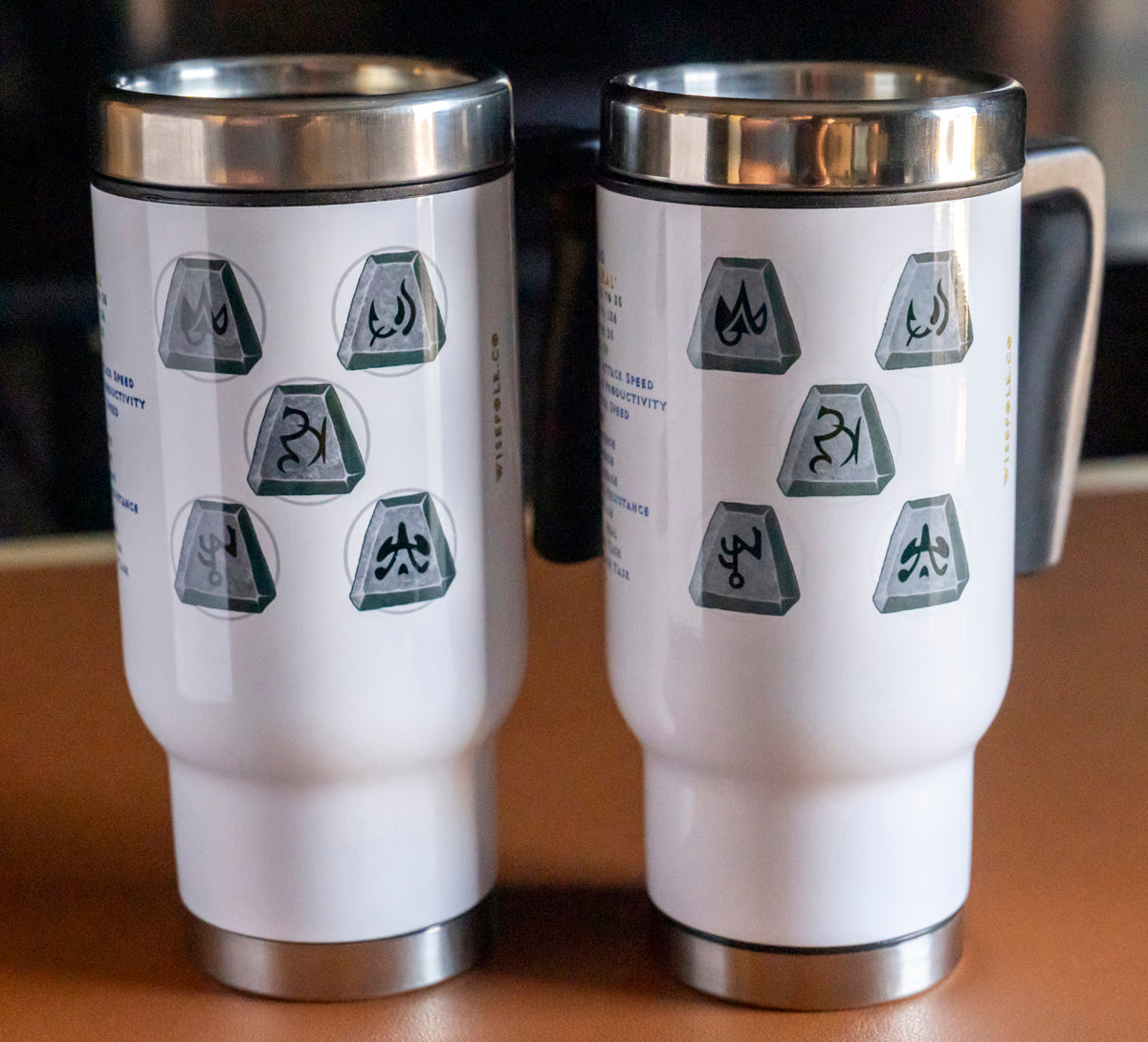 The GRIEF 'Eth Tir Lo Mal Ral' Runeword - Superior Stainless Steel and Plastic Travel 14oz Mug with Item Stats, Coffee Cup Gift for Busy Professionals, D2R Travel Mug, For Hot or Cold Beverage