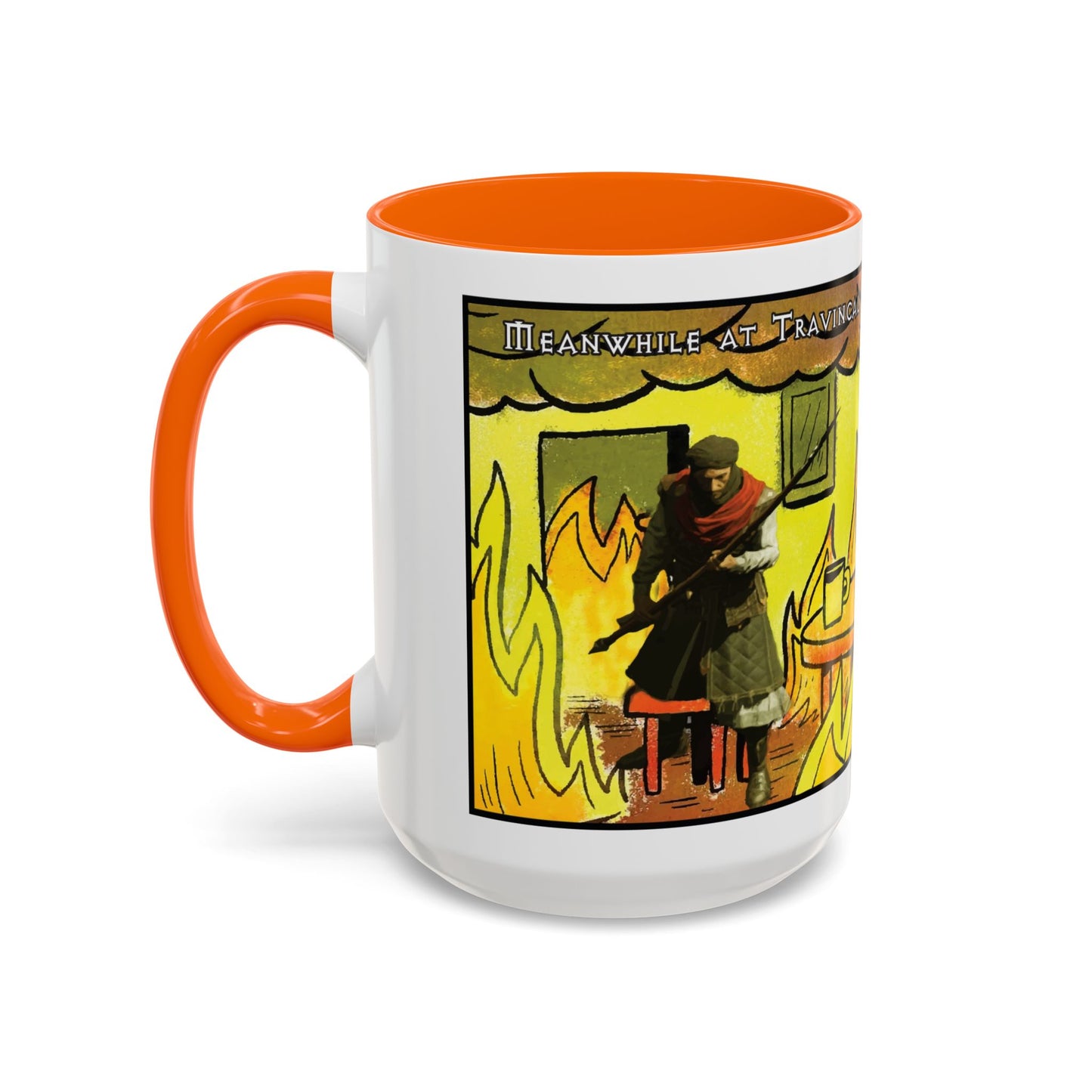 "This is fine" Travincal Mercenary 11oz and 15oz Coffee Mug – For Diablo II Resurrected Players and Coffee Lovers