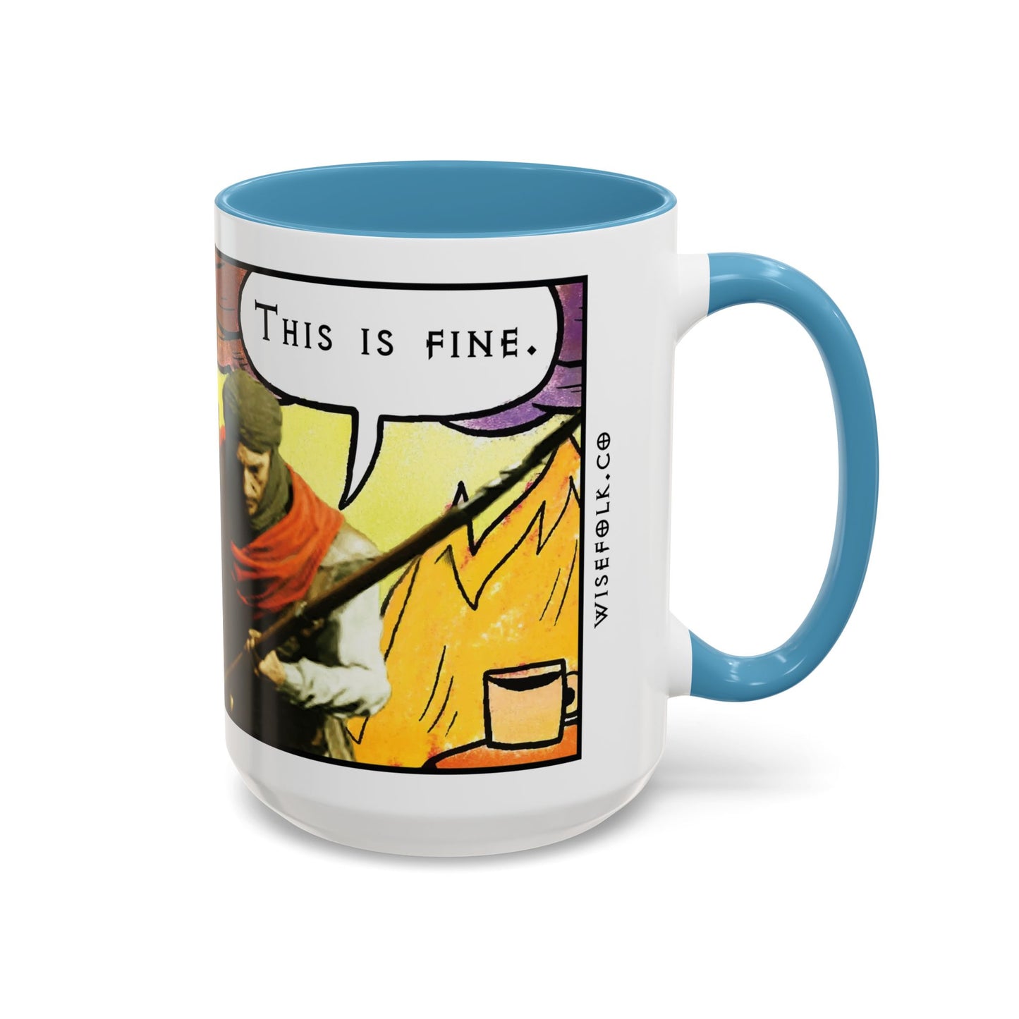 "This is fine" Travincal Mercenary 11oz and 15oz Coffee Mug – For Diablo II Resurrected Players and Coffee Lovers