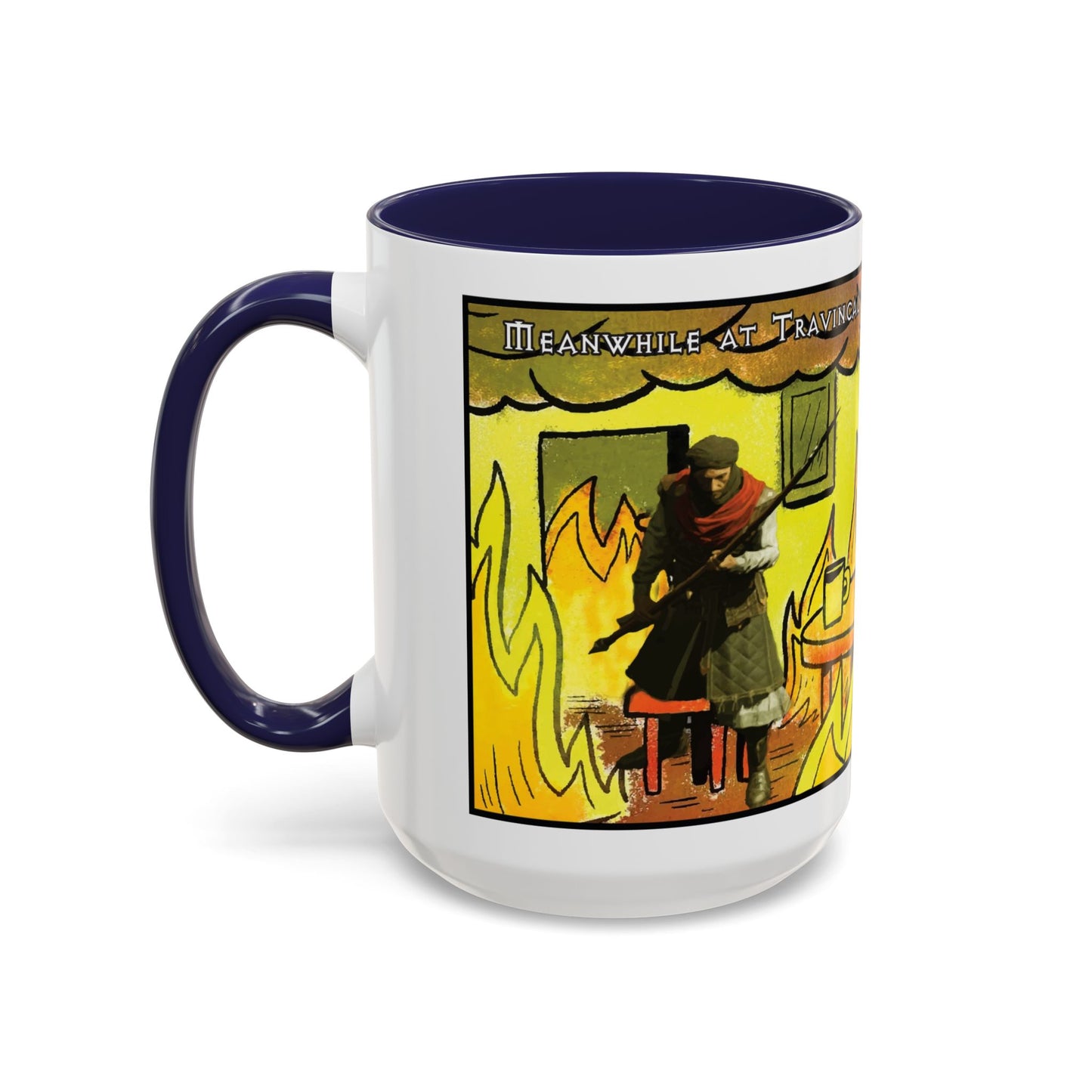 "This is fine" Travincal Mercenary 11oz and 15oz Coffee Mug – For Diablo II Resurrected Players and Coffee Lovers
