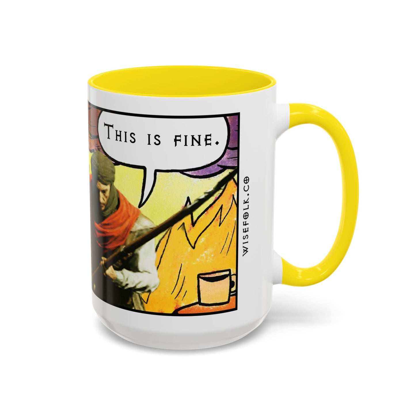 "This is fine" Travincal Mercenary 11oz and 15oz Coffee Mug – For Diablo II Resurrected Players and Coffee Lovers