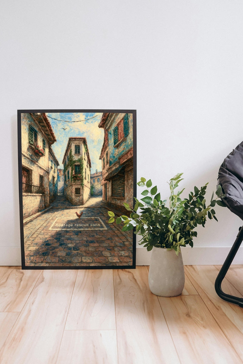 Cs_Italy CT Spawn Site - Counter-Strike Art Digital Painting Poster Framed Wall Print