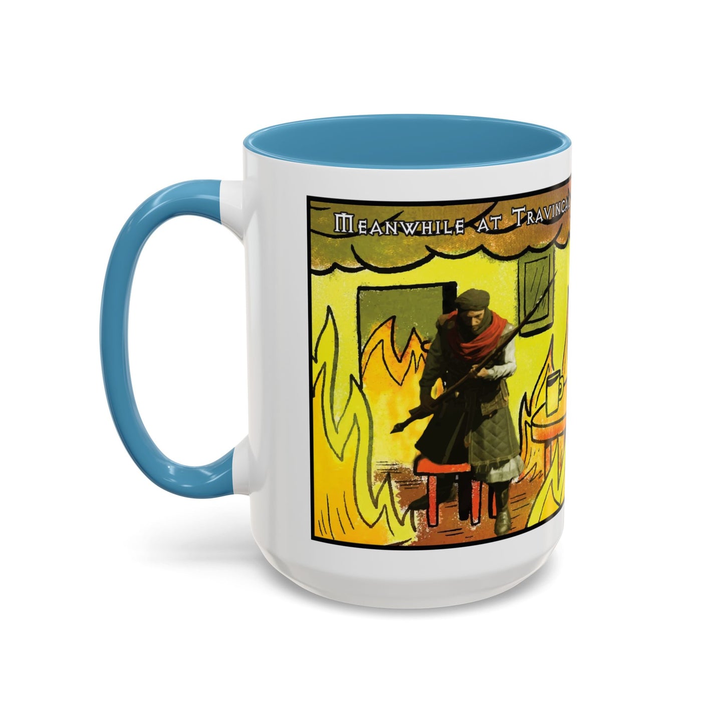 "This is fine" Travincal Mercenary 11oz and 15oz Coffee Mug – For Diablo II Resurrected Players and Coffee Lovers