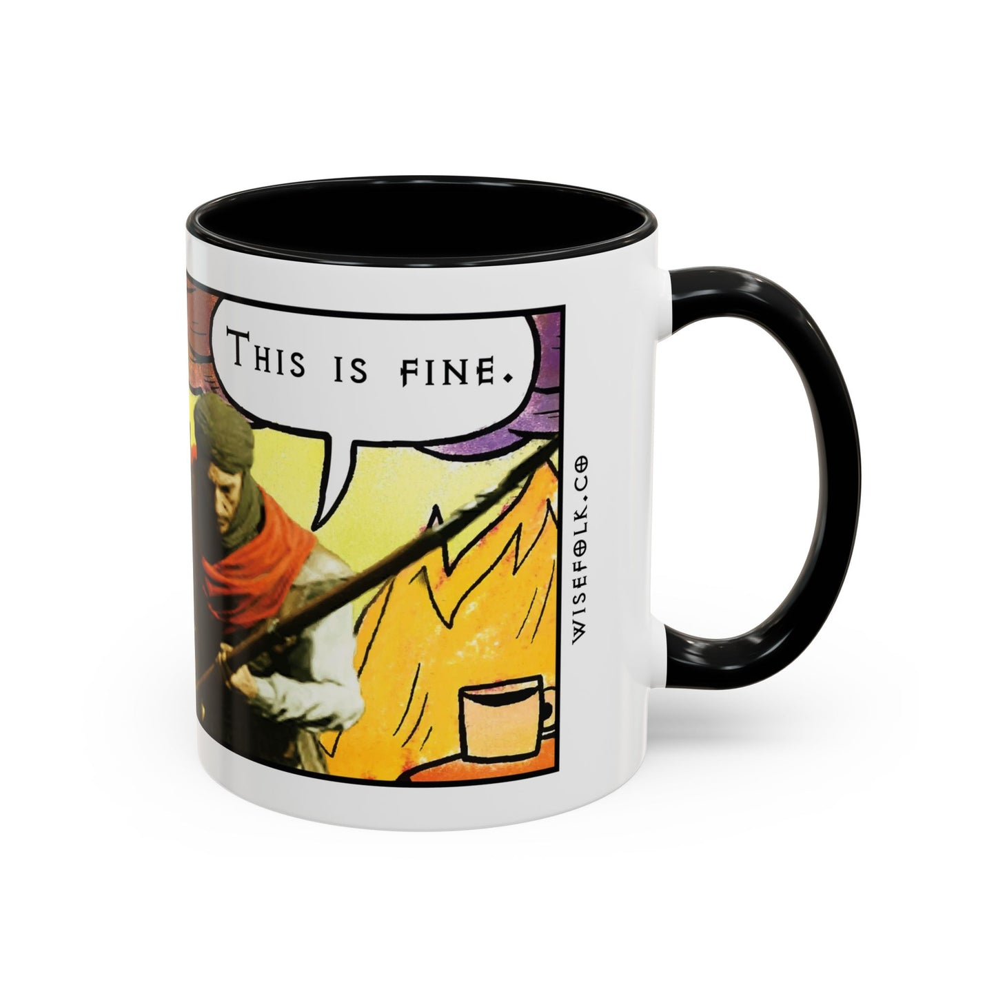 "This is fine" Travincal Mercenary 11oz and 15oz Coffee Mug – For Diablo II Resurrected Players and Coffee Lovers