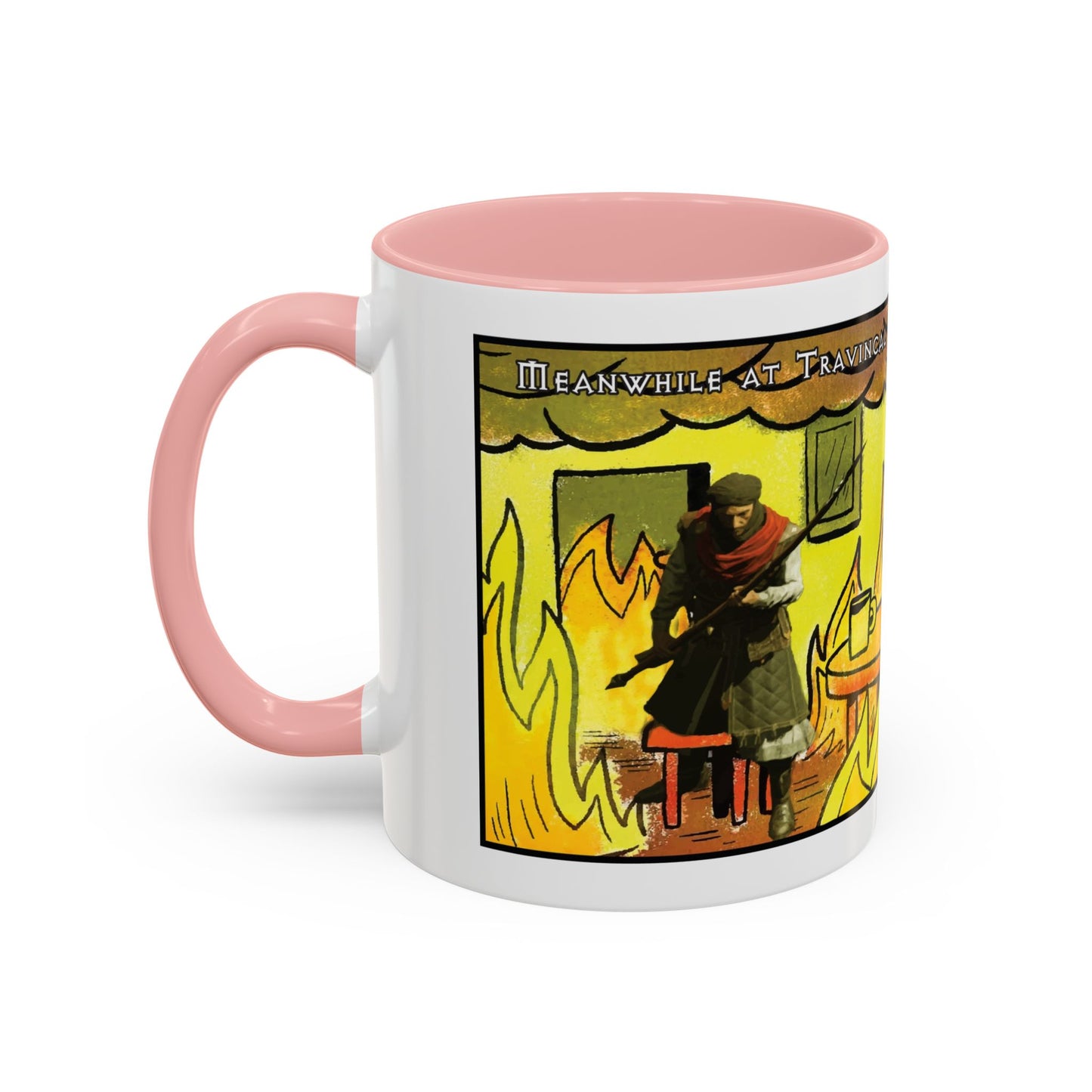 "This is fine" Travincal Mercenary 11oz and 15oz Coffee Mug – For Diablo II Resurrected Players and Coffee Lovers