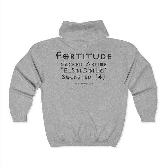 The FORTITUDE 'El Sol Dol Lo' Runeword - Superior Full Zip Hooded Gildan Sweatshirt Hoodie Base