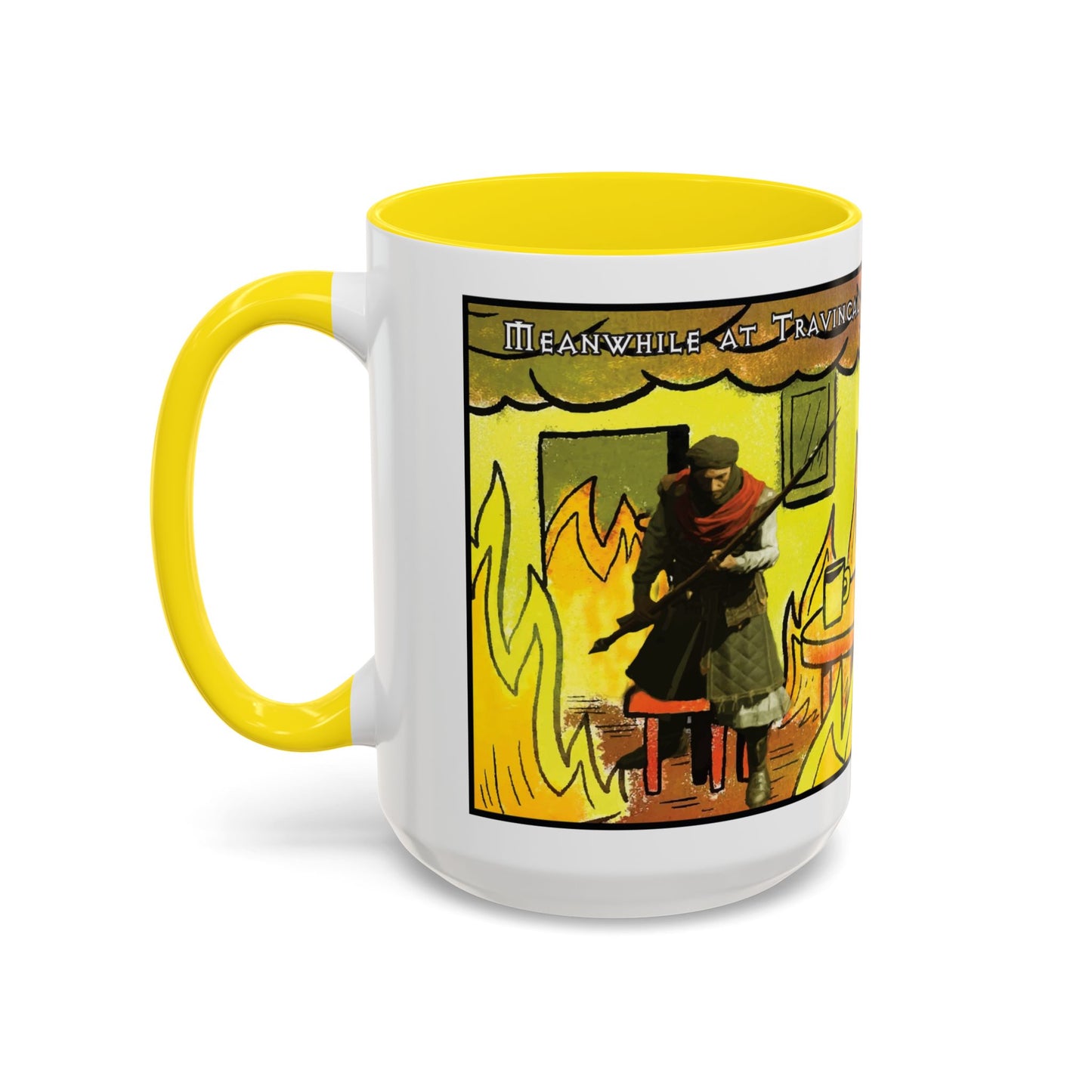 "This is fine" Travincal Mercenary 11oz and 15oz Coffee Mug – For Diablo II Resurrected Players and Coffee Lovers