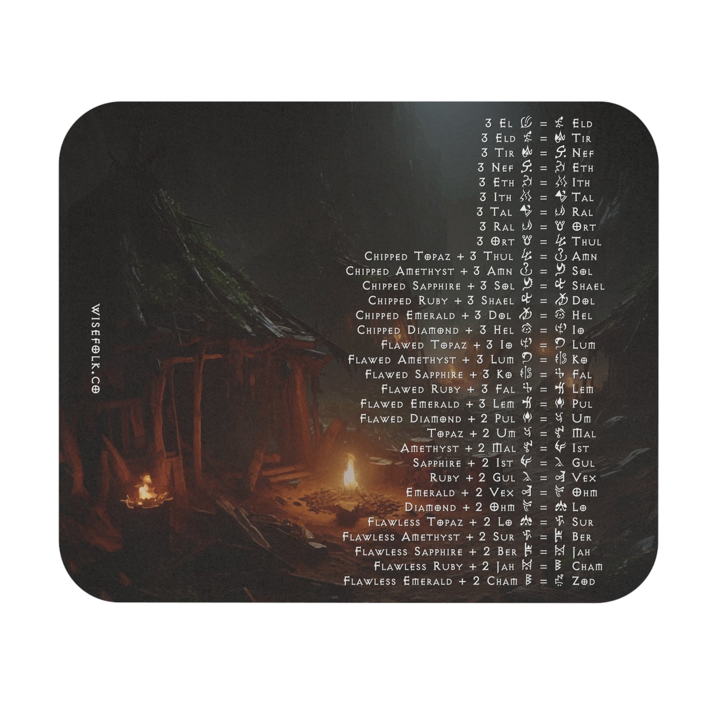 Diablo II Resurrected Horadric Cube Recipes Square Gamer Mouse Pad