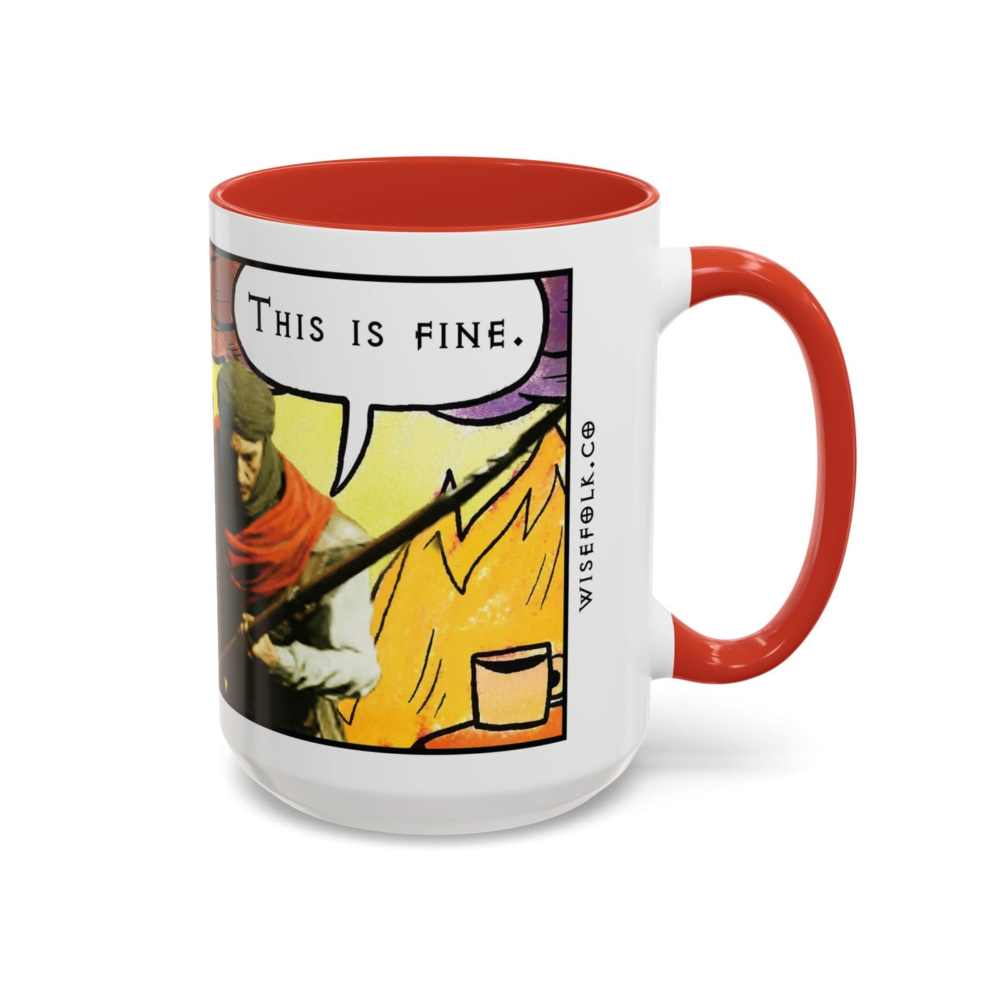 "This is fine" Travincal Mercenary 11oz and 15oz Coffee Mug – For Diablo II Resurrected Players and Coffee Lovers