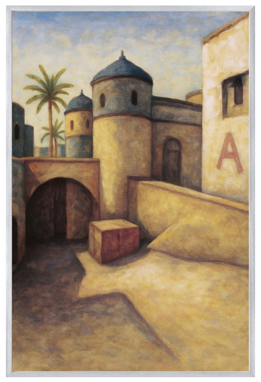 De_Dust2 Catwalk and Mid to Bombsite A - Counter-Strike Art Digital Painting Poster Framed Wall Print