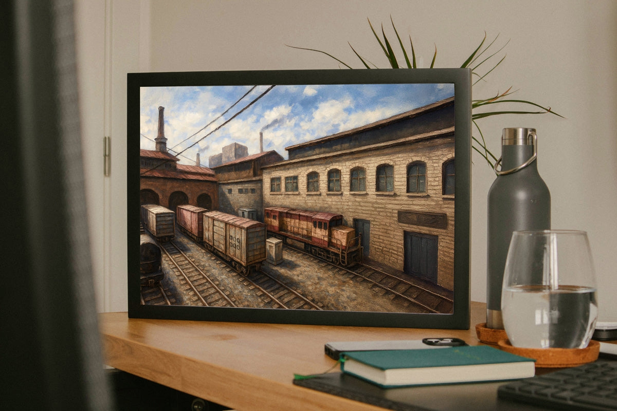 De_Train Bombsite A - Counter-Strike Art Digital Painting Poster Framed Wall Print