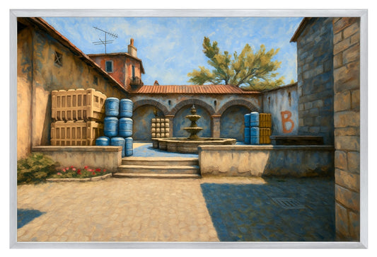 De_Inferno Bombsite B - Counter-Strike Art Digital Painting Poster Framed Wall Print
