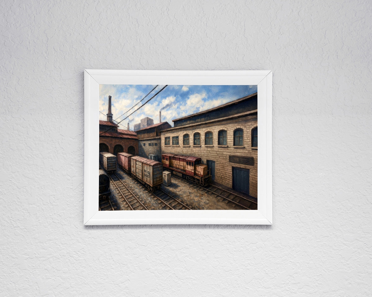 De_Train Bombsite A - Counter-Strike Art Digital Painting Poster Framed Wall Print