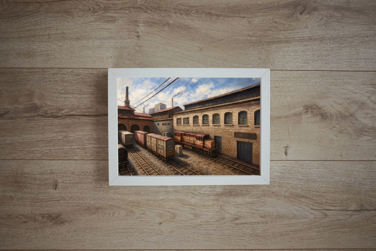 De_Train Bombsite A - Counter-Strike Art Digital Painting Poster Framed Wall Print